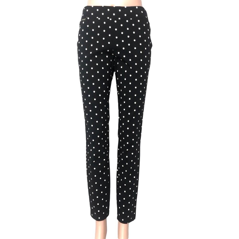 The Limited Black White Polka Dot Stretch Ankle Pant Flattering Slim Fit